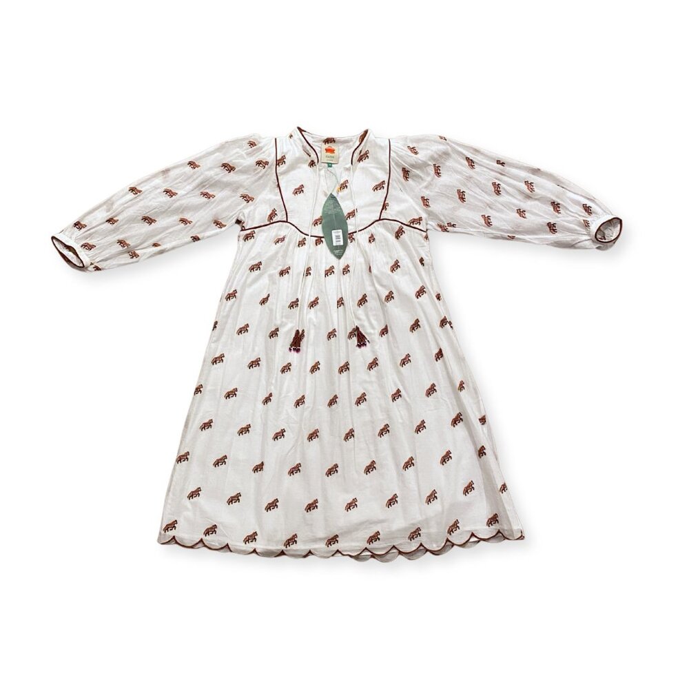 NWT FARM Rio Off-White Embroidered Horses Midi Dress - S